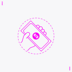 Hand holding money bill line icon. linear style sign for mobile concept and web design. Payment with cash money outline vector icon. Business and finance symbol, logo illustration. Vector graphics