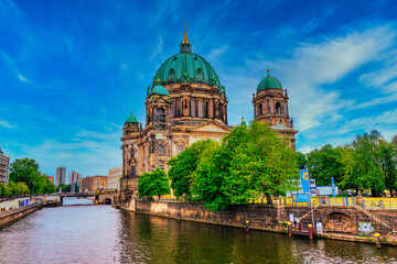 Berlin, Germany - July 12, 2020 - The famous Evangelical Berlin Cathedral