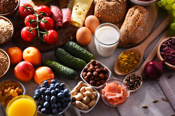 Assorted organic food products on the table