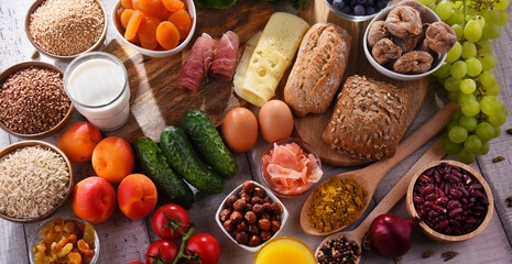 Assorted organic food products on the table