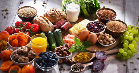 Assorted organic food products on the table