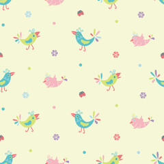 Exotic birds seamless pattern 