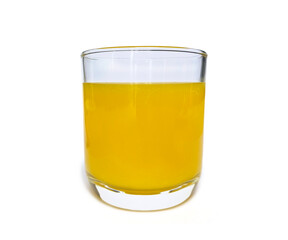 Orange juice in a glass. Organic tropical fruit drink. Healthy diet and clean eating concept.