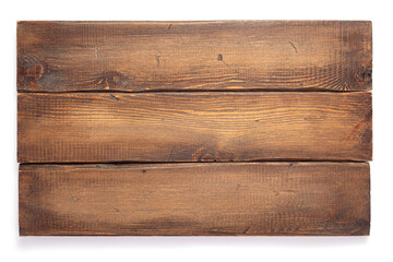 aged wooden board on white background