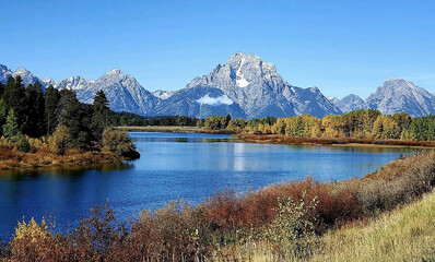 Vivid Autumn Jenny Lake in Grand Tetons Wyoming
