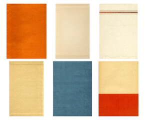 Old paper textures set. Blank old pages with rough faded surface. Perfect for background and vintage style design. Empty place for text.