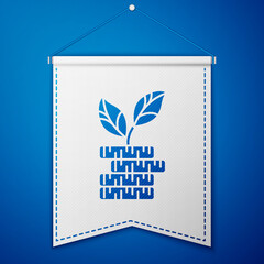 Blue Dollar plant icon isolated on blue background. Business investment growth concept. Money savings and investment. White pennant template. Vector Illustration.