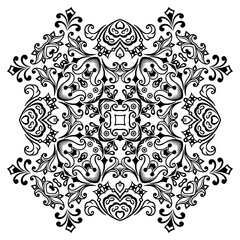 Vector black floral ethnic ornamental illustration