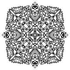 Vector black floral ethnic ornamental illustration