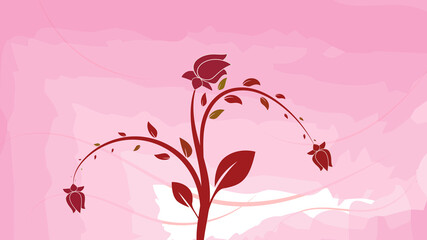 A delicate flowers in a beautiful oriental style, combining the color of Sakura and the color of the evening sunset