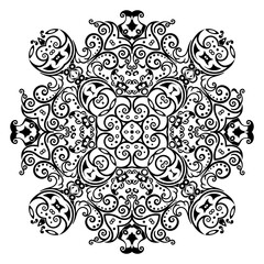 Fototapeta na wymiar Vector black floral ethnic ornamental illustration