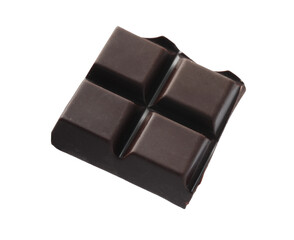 Piece of delicious dark chocolate isolated on white