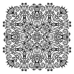 Vector black floral ethnic ornamental illustration