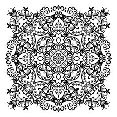 Vector black floral ethnic ornamental illustration