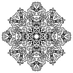 Vector black floral ethnic ornamental illustration