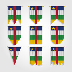 Fototapeta premium Central African Republic flag in different shapes, Flag of Central Republic in various shapes