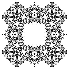 Vector black floral ethnic ornamental illustration