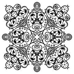 Vector black floral ethnic ornamental illustration
