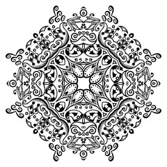 Vector black floral ethnic ornamental illustration