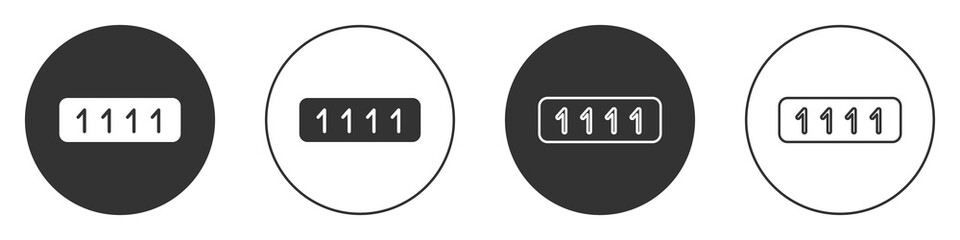 Black Password protection and safety access icon isolated on white background. Security, safety, protection, privacy concept. Circle button. Vector Illustration.
