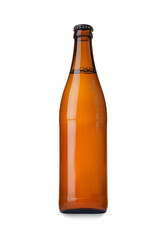 Brown bottle of beer isolated on white