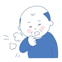 年配の男性　喘息　イラスト