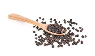Black pepper was placed on a white background