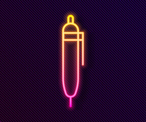 Glowing neon line Pen icon isolated on black background. Vector Illustration.