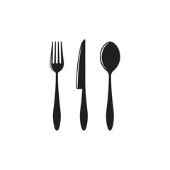 Fork, knife and spoon icon logo vector template.design for restaurant.