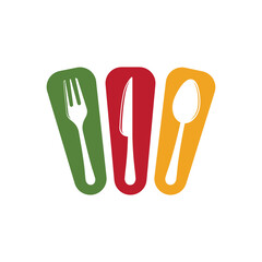 Fork, knife and spoon icon logo vector template.design for restaurant.