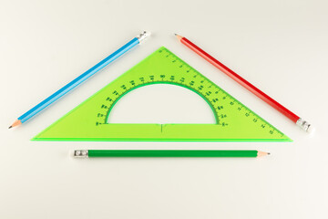 triangular ruler for studying at school isolated
