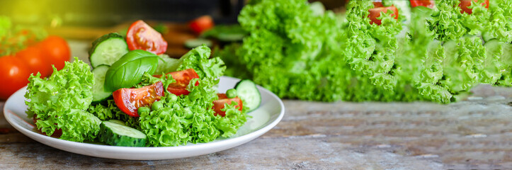 Healthy salad vegetables leaves mix micro greens, juicy snack, tomato. food background copy space organic healthy eating keto or paleo diet