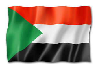 Sudan flag isolated on white