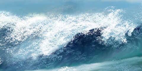 Digital ocean wave painting