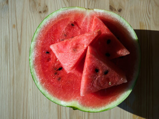 Ripe watermelon, cut into pieces