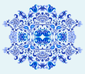 Vector blue decorative floral ethnic illustration