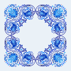 Vector blue decorative floral ethnic illustration