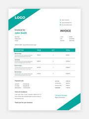 Corporate Business Minimalist Invoice Design For Your Business Vector Template
