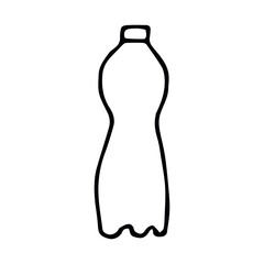 plastic bottle hand drawn in doodle style. vector, scandinavian, monochrome. single element for design sticker, card, poster, flyer. plastic, garbage sorting, container, waste, ecology, packaging