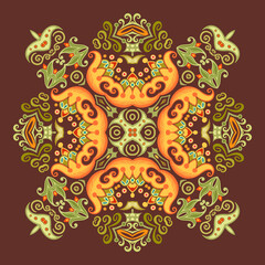 Vector ethnic abstract flower illustration