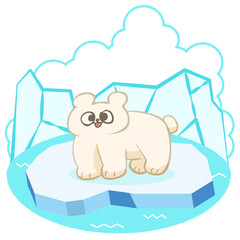 氷の上のホッキョクグマ手描きイラスト