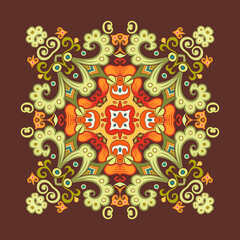 Vector ethnic abstract flower illustration