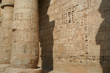 Hieroglyphics at Medinet Habu in Egypt.
