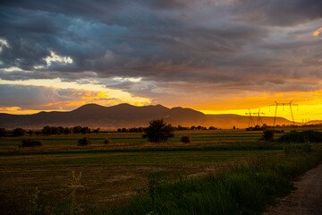 Fototapeta premium Fantastic landscape at the sunset