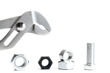 Wrench. Bolt and nut. On a white background. Isolated. Repair services. Plumbing