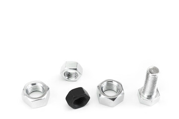 Bolt and nuts. On a white background. Isolated. Repair services. Plumbing