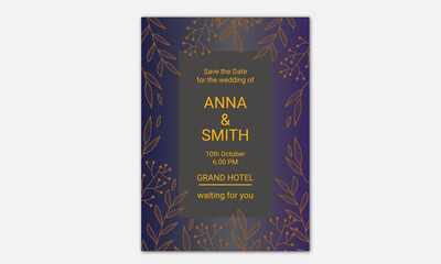 wedding card design template with floral