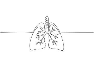 One continuous line drawing of anatomical human lungs organ. Dynamic medical internal anatomy concept. Single line draw graphic design vector illustration
