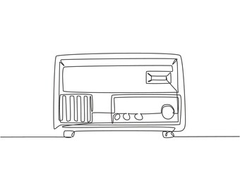 Single continuous line drawing of retro old fashioned analog radio. Classic vintage broadcaster technology concept. Music player one line draw design graphic vector illustration