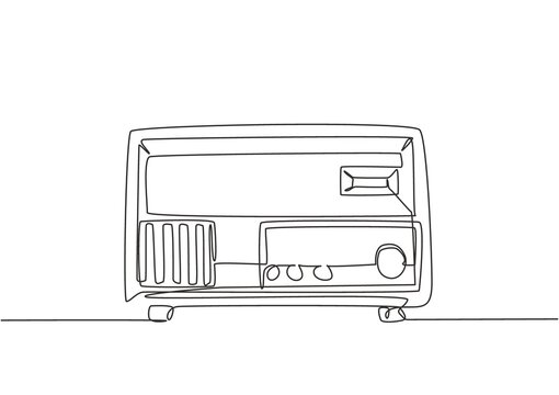 recommend clip art: Single continuous line drawing of retro old fashioned analog radio. Classic vintage broadcaster technology concept. Music player one line draw design graphic vector illustration